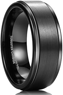 King Will 8mm Black Silver Mens Polish Tungsten Wedding Rings High Polish Surface Wedding Band Blue Silver Step Edge Comfort Fit