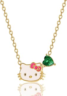 Hello Kitty Sanrio Gifts Birthstone Necklace 18", 18kt Gold Flash-Plated Necklace, Jewelry Official License
