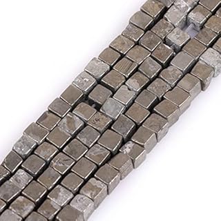 GEM-Inside Pyrite Cube 4mm Crystal Stone Beads Semi Precious Loose Beads for Necklace Bracelet Jewelry Making Adults 15"