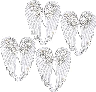 Angel Wing Brooch Pin, 4Pcs Women Rhinestone Inlaid Brooch Pin Vintage Elegant Unique Brooches for Banquet Wedding Daily Jewelry Supplies