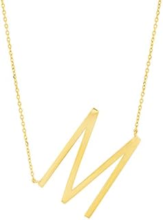 MAX + STONE Block 10k Yellow or White Gold Letter Necklace for Women | Personalized Gold Initial Necklace for Women | Real Gold Necklace with Initial Letter on an 16-18 inch Cable Chain