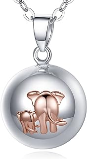 EUDORA Harmony Bola Angel Caller Pregnancy Necklace, Elephant Giraffe Sloth Angel Wishing Chime Ball Mom Baby Soft Sound Music Bola Pendant Gift for Women Future Mama，Mom-to-be, 30inch Chain