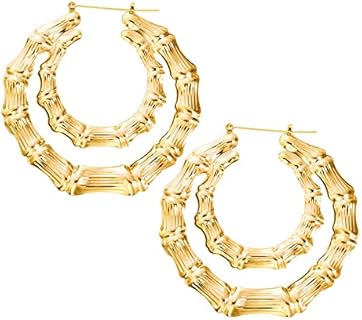 coadipress Casting Triangle Bamboo Hoop Earrings for Women Girls Super Large Hollow Gold Silver Plated 80s 90s Oversized Geometric Statement Earrings Costume Jewelry Punk Hip Hop Rapper Style