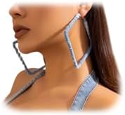 Simple Denim Heart Hoop Earrings Simple Exaggerated Big Star Heart Round Earrings Statement Summer Beach Earrings Accessories Jewelry for Women