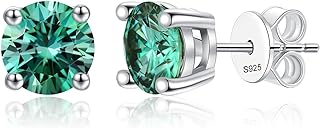 1-2ct 18K White Gold Plated Moissanite Diamond Stud Earrings for Men and Women, S925 Sterling Silver, Push-back Design, Hypoallergenic, Ideal Gift for Special Occasions