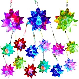 Sratte 24 Sets Flashing Crystal Star Necklaces, Cute Toy Jewelry with Light up Pendant, Princess Party Favors, Pretty Goodie Bag Fillers in Assorted Colors (Vibration Style)