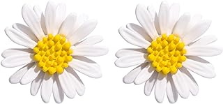 Daisy Flower Earrings Small Earrings for Women Girl White Yellow Daisy Flower Stud Earrings Cute Chrysanthemum Sunflower Stud Earring for Women Hypoallergenic Jewelry Gifts