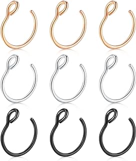 D.Bella Fake Nose Ring Hoop Fake Septum Fake Nose Ring Stud Faux Fake Nose Ring Piercing Nose Cuffs for Non Pierced Nose Magnetic Nose Ring Jewelry for Women Men