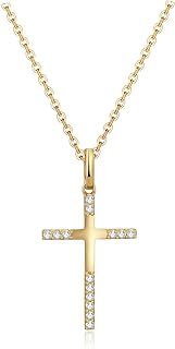 Women's Elegant Black Choker Cross Necklace with Moissanite Embellishment, 14k Solid Gold Material, Box Clasp and O-link Chain