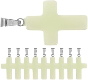 Healifty Crystal Necklace 10pcs Glow in The Dark Cross Charm Pendants DIY Natural Stone Cross Pendants for Necklace Earring Bracelet Jewelry Making Gifts Cross Necklace