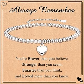 ThomJeley Stainless Steel Bracelets Gift for Family, Dainty Bead Charm Love Bracelets Womens Jewelry Gift