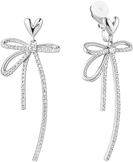SELOVO Long Chain Bow Earrings Trendy Bowtie Dangle Earrings/Clip on Earrings