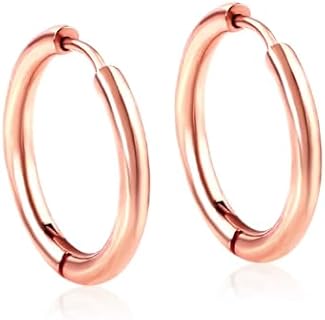 Dainty Hoop Earrings Set 8mm/10mm/12mm/14mm/16mm/18mm/20mm, 18K Gold/Rose Gold/Silver/Black/Rainbow Hypoallergenic, Lightweight, Simple and Classic Style 316L Stainless Steel for Pierced Ears