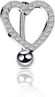 Heart Belly Button Rings Pave CZ Crystal Top Down Belly Rings 14G Surgical Steel Navel Piercing Jewelry