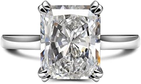 4 Carat Radiant Cut Simulated Diamond Engagement Ring in 925 Sterling Silver for Women, Cubic Zirconia Gem, Size 5-10