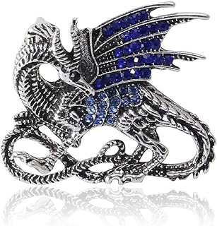 Vintage Dragon Brooch Pin Crystal Rhinestone Medieval Animal Pins Clip Lapel Scarves Sweater Jackets Dress Clothing Brooches Pins Punk Jewelry Gifts for Women Girls Men Accessories