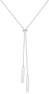 Shaoan Sterling Silver Long Tassel Necklace Bar Y Lariat Long Chain Drop Adjustable Necklace Gift for Her, 28 Inches