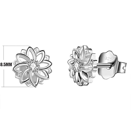 925 Sterling Silver, 14K White Gold/Gold Plated Stud Earrings, Lotus Flower Yoga High Polish Tarnish Resistant Earrings/Silver Earrings, Gold Earrings for Women