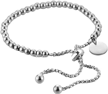 Jude Jewelers Stainless Steel Classic Beaded Round Charm Holiday Party Strand Adjustable Bracelet