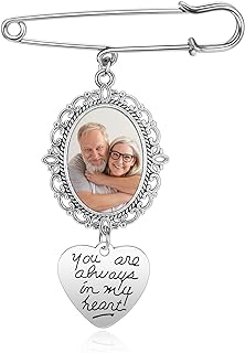 PiercingJ Women's Alloy Pin Brooch with Custom Photo Charm in Vintage Floral Frame