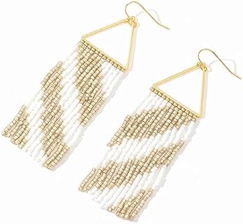 Boho Seed Bead Earrings for Women, Handmade Beaded Tassel Earrings - Statement Beaded Drop Earrings for Women Girls