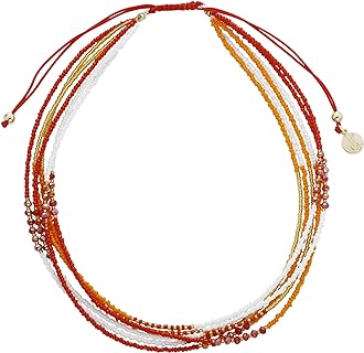 Multi-Strand Acrylic Seed Bead Necklace with Ball Chain for Women and Men, Boho Vintage Design