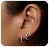 Sterling Silver Small Hoop Earrings by Gokeey - 4 Pairs Lightweight Set with Hinged Hoop Back Finding, Ideal for Women and Girls - Multiple Cartilage Piercing Sizes (6mm, 8mm, 10mm, 12mm)