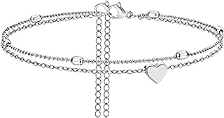 Deaviya Ankle Bracelets, Dainty Double Layered Anklet, Heart Beach Foot Chain, Jewelry Anklets for Women Teen Girls Summer Gifts