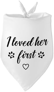 I Loved Her First Dog Bandana Wedding Engagement Dog Bandana Bridal Shower Gift Engagement Wedding Announcement Photo Prop Accessories for Dog Lovers Owner Gift