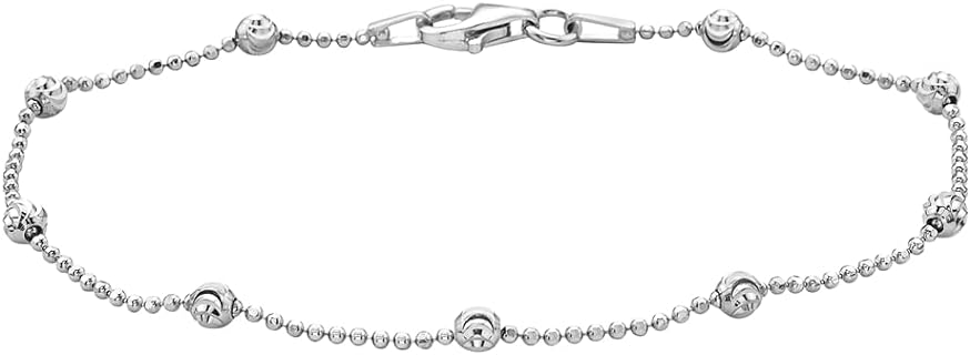 Diamond Cut Bead Bracelet with C-Chain and Lobster Claw Clasp by Pori Jewelers - Gold Over Sterling Silver