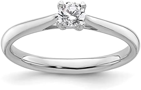 True Origin 14k White Gold 1/4 Carat Lab Grown Diamond SI D E F Round Solitaire Engagement Ring Size 7.00 Jewelry for Women
