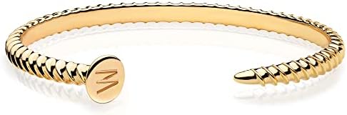 Bemoly 14K Gold Plated Nail Cuff Bracelet for Women with Magnetic Clasp and C-Chain Design - Versatile Brass Bangle, Adjustable and Hypoallergenic - Ideal Inspirational Gift for Ladies