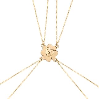 4 Filles Collier d'Amitié Trèfle à Quatre Feuilles, Magnétiques et en Alliage Durable, Design Unique en Forme de Cœur. Idéal pour Femmes et Filles comme Cadeau de Bijoux pour Saint-Valentin