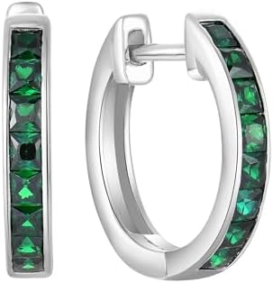 Hoop Earrings 925 Sterling Silver Round Huggie Earring Birthstone Jewelry for Women