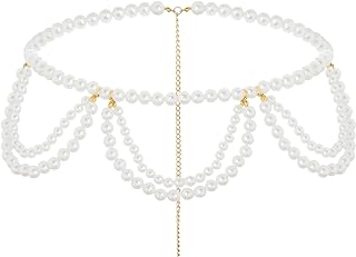 Layered Pearl Waist Chain Tassel Body Chains Adjustable Belt Jewelry Accessories for Women and Girls