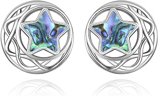 Screw Back Abalone Stud Earrings in 925 Sterling Silver for Women - Hypoallergenic Moonstone Jewelry for Sensitive Ears, Subtle Stud Design