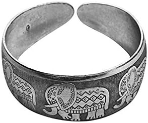 Chic Women's Tibetan Silver Elephant Totem Cuff Bracelet - Retro Style Yet Modern Design, Perfect Jewelry Accent for Any Outfit