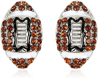 Sports Game Team Earrings - Sparkly Rhinestone Studs, Metallic, Hook Dangles Volleyball, Basketball, Softball, Football Helmet, Baseball