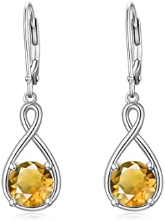Seiyang Birthstone Dangle Drop Earrings 925 Sterling Silver Infinity Birthstone Earrings Valentine's Day Jewelry Gifts for Women Girls