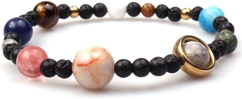 Cosmic Milky Way Solar System Nige Planets Bracelet Natural Stone Elastic Beaded Bracelet Universe Galaxy Jewelry for Women Men