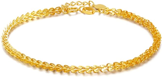 Lobster Claw Clasp 18k Rose Gold Link Charm Bracelet with Box Chain for Women, Delicate Dainty Bead Design, Adjustable Italian Craftsmanship