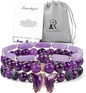 Charming Purple Beaded Bracelet with Bead Chain, Features Amethyst and Rose Quartz Stones for Stress Relief - Ideal for Women
