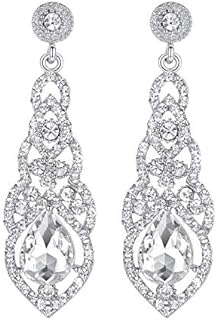 mecresh Women's Alloy Teardrop Crystal Chandelier Dangle Earrings