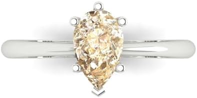 1.0 ct Pear Cut Natural Morganite 14k Yellow Gold Solitaire Wedding Engagement Bridal Promise Ring