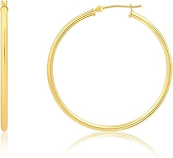 Latch Back 14 Gauge Endless Hoop Earrings in 14kt Yellow Gold Filled also suitable for Anniversary or Birthday Gift for Her -Thailand Origin, Styled as Lightweight Tube Design