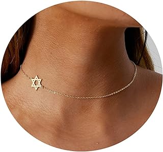 Tasiso Dainty Moon and Star Pendant Necklace for Women 14K Gold Crescent Moon Long Necklace Delicate Tiny Star Charm Necklace Minimalist Jewelry