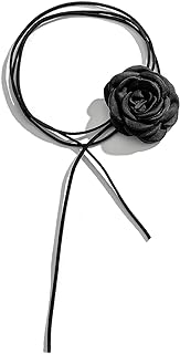 DIY Floral Choker Necklace with Rope Chain - Creative Rose Flower Design in Cloth & Zinc for Women and Girls