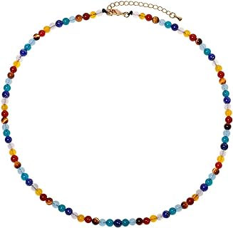 Zinc Lobster Clasp, 7 Chakra Gemstone Beaded Necklace with Durable Rope Chain, Healing Crystal Anxiety Relief Accessory for Women, Trendy Amulet Design