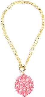 ZENZII Damask Toggle Clasp Acrylic Resin Pendant Necklace with Convertible Cable Chain for Women - Modern Style