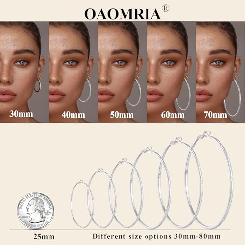 2mm Thin Silver Hoop Earrings for Women Criss Cross Sterling Silver Post Hoop Earrings Hypoallergenic Large Silver Hoops Lightweight Big Silver Hoops 30/40/50/60/70/80mm